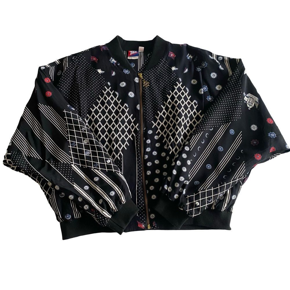 Vintage 90s Tail Mixed Media Print Bomber Jacket